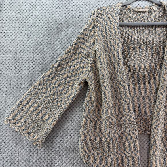 Soft Surroundings Sweater Womens L Beige Blue Knit V-Neck Wrap Cardigan LS - Picture 7 of 14
